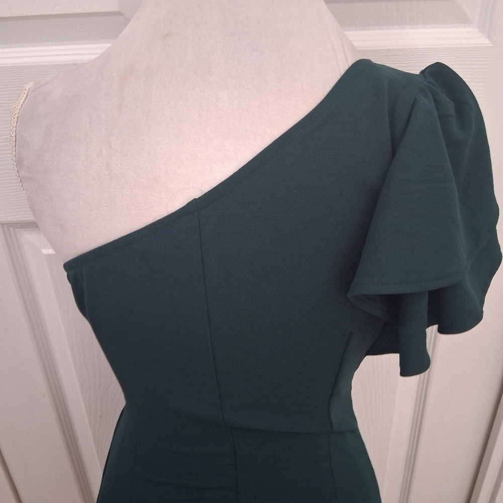 NWT BTFBM Forest Green One Shoulder Special Occasion Dress Size S - Picture 8 of 16